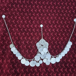 Antique primitive folk necklace, handmade Russian silver necklace, part of woman&#39;s folklore costume from Ohridsko pole villages
