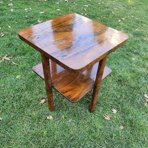 Mid century side table, elegant antique solid wood side table