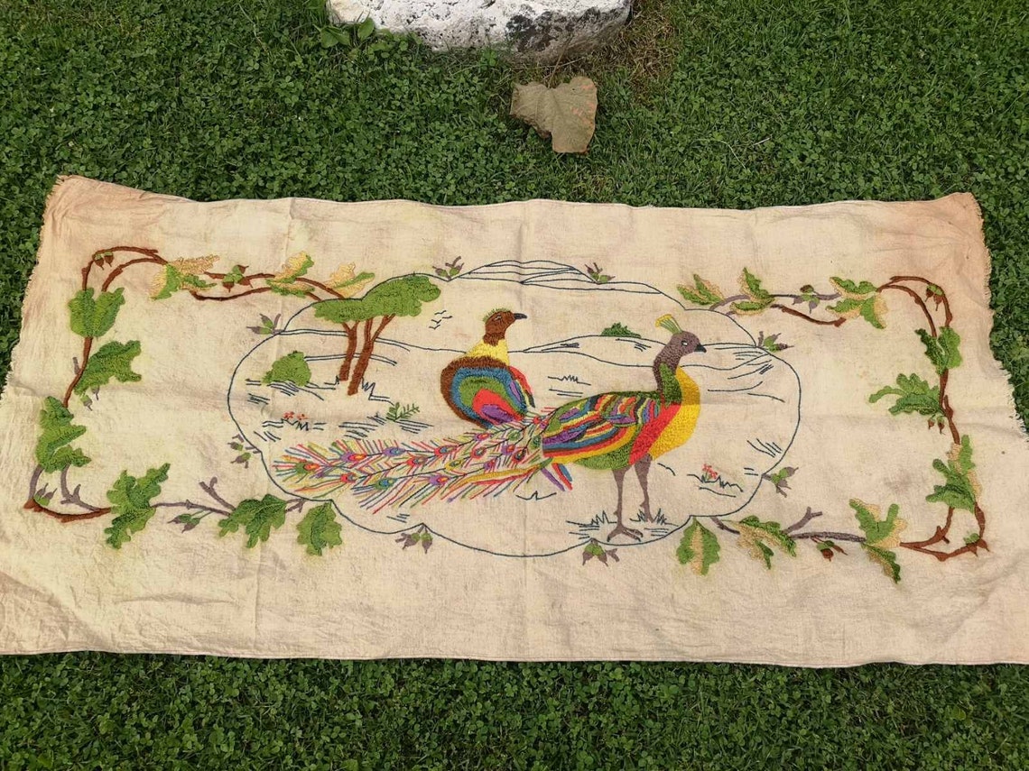 Buy Vintage Wall Tapestry Hand Embroidered With Silk Thread Online in