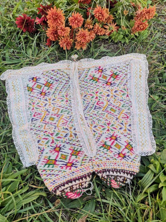 Hand knitted unique ethnic socks, Gostivar ethnic