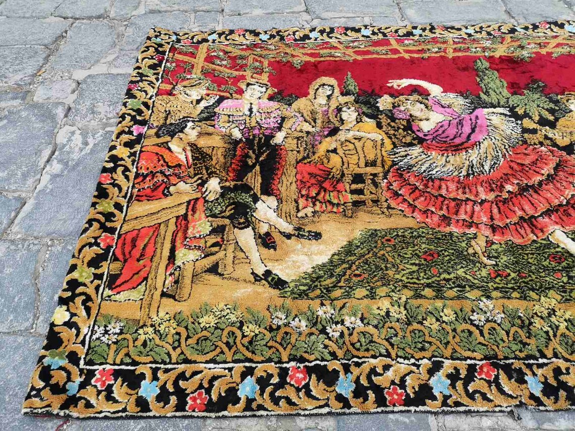 Vintage Velvet Tapestry , Spanish Renaissance Dance Tapestry Etsy