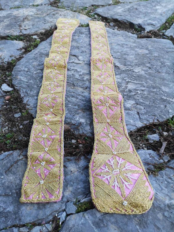 Two hand embroidered belts, gold thread embroider… - image 2