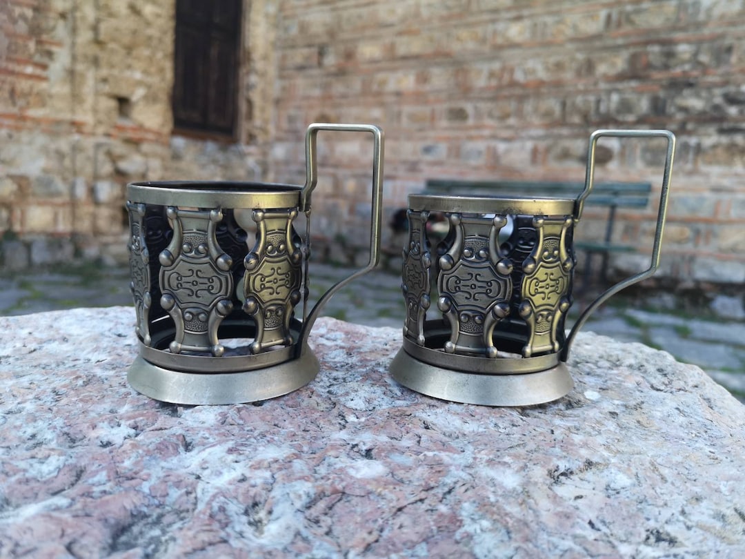 Two Vintage Tea Cup Holders, Brass Tea Cup Holders Etsy