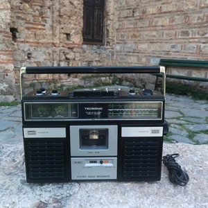 Tecsonic TCR-6500S boombox, vintage portable 4 band stereo cassette recorder image 6