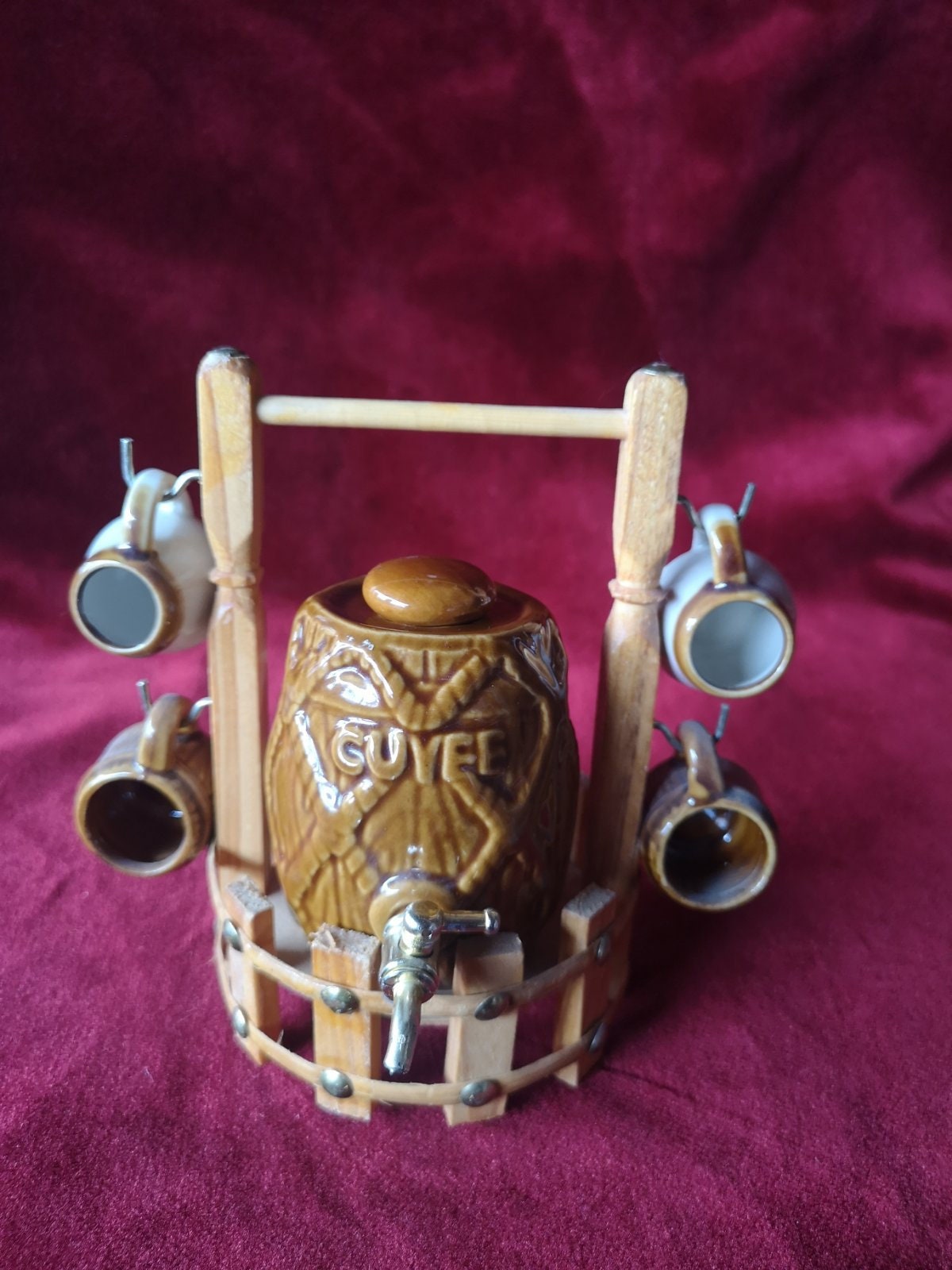 Vintage small barrel and glasses ceramic barrel souvenir Etsy