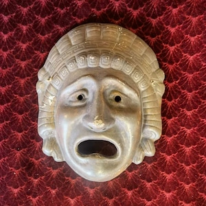 Máscara de cerámica griega, máscara griega de teatro, máscara de cerámica de los años 50