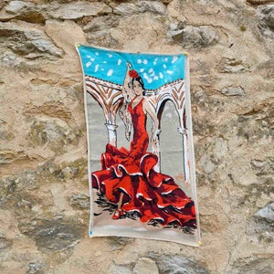 Gobelin needlepoint hand embroidered, cross stitch picture dancing girl