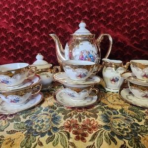 Bavaria Royal porcelain tea set, complete vintage Bavaria tea set, Extra thin porcelain