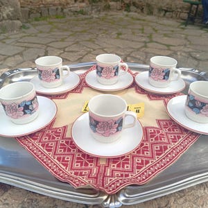 Turkish coffee set, complete porcelain vintage coffee set