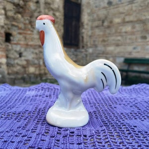 Porcelain rooster, rare 1960&#39;s hand painted porcelain rooster