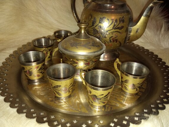 vintage metal tea set