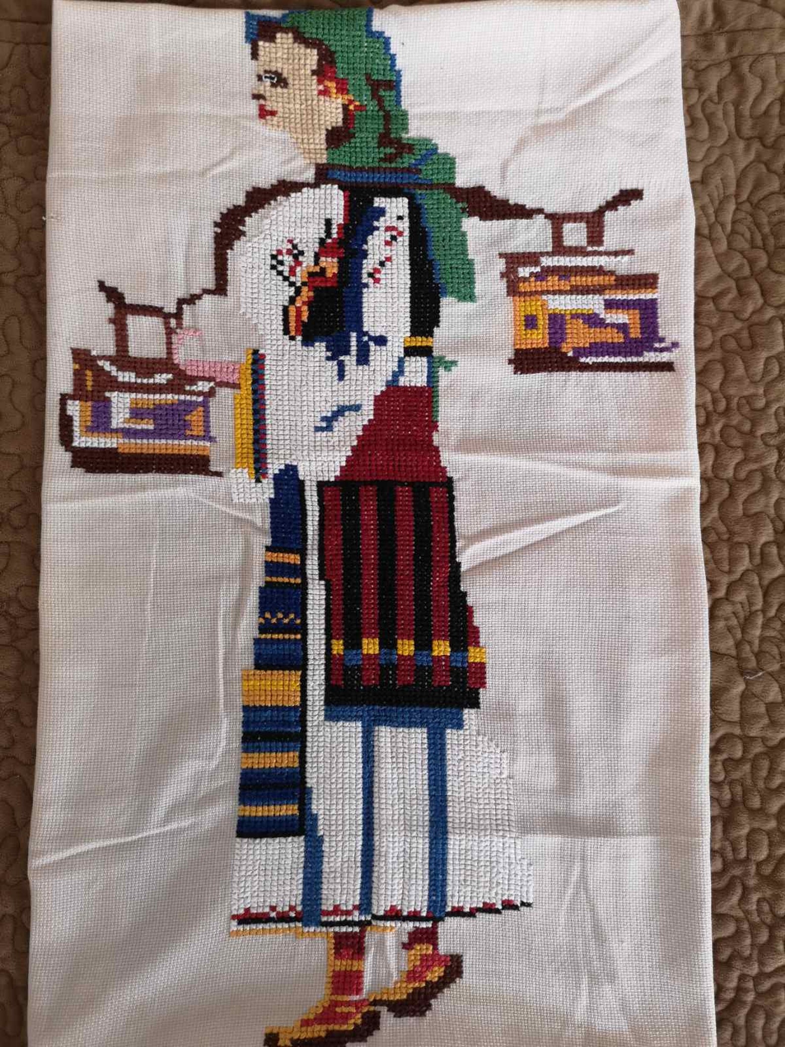 Cross Stitch Vintage Tapestry Old Needlepoint Tapestry Etsy