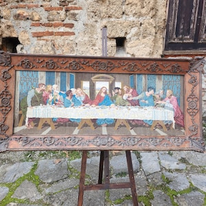 The Last Supper needlepoint embroidery art piece, large handmade needlepoint (petit embroidery) picture The last supper