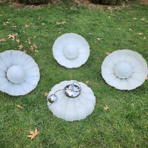 Meblo Guzzini ceiling lamps, set of 4 1970s space age pendant lamps designed by Harvey Guzzini