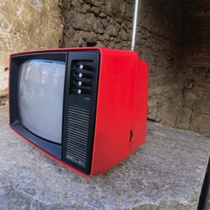 Junost 402BE vintage television, crt tv monitor in rare red color
