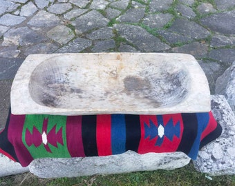 Ciotola In Legno Di Paulonia Intagliata A Mano – Stile Vintage, Oblunga, Per Pane, Frutta O Centrotavola – 47x18x9 Cm