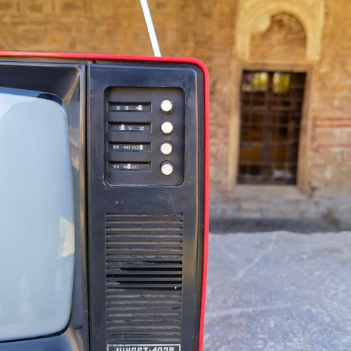 Red crt television Junost 402 B, shops vintage black and white television