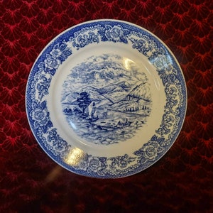Vintage decorative porcelain plate, 1980&#39;s kobalt white and blue plate
