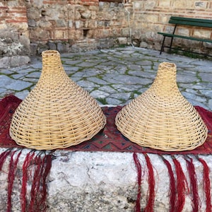 Two handmade wicker pendant lamps, ceiling lamp DIY  project