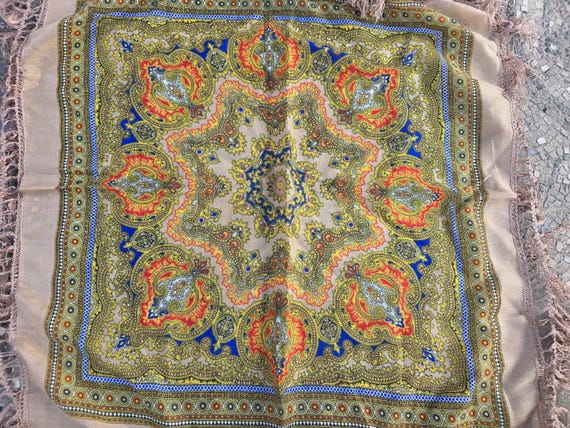 Boho abstract pattern multi-color scarf, retro fo… - image 3