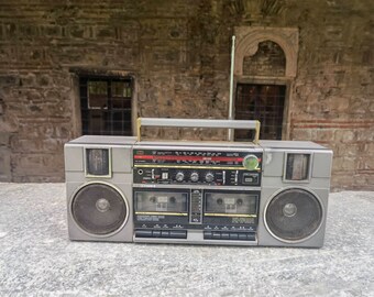 Fisher PH-W407L Silber Boombox, Vintage Fisher Kassettenrecorder Ghettoblaster