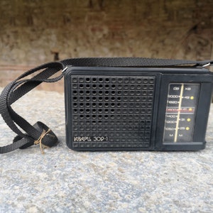 Vintage portable radio receiver, radio transistor made in USSR