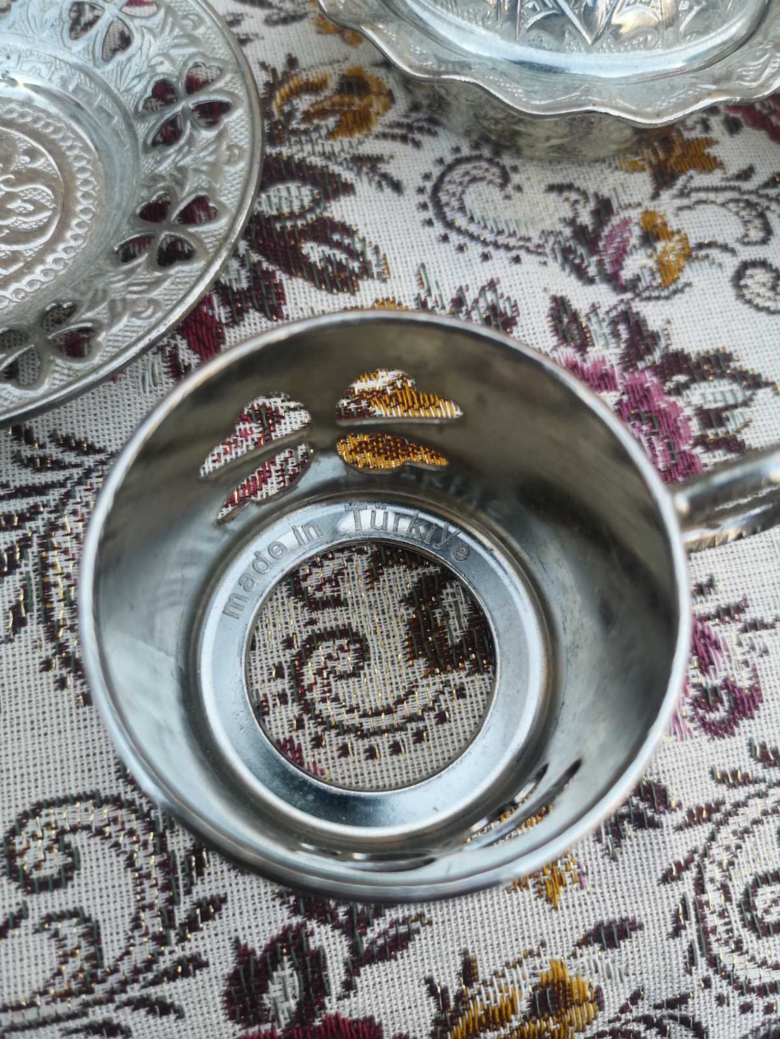 Vintage Metal Tea Cup Holders Turkish Metal Cup Holders Set Etsy
