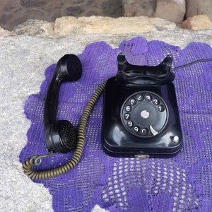 Rare Pupin black bakelite phone, 1950's bakelite rotary Pupin telephone image 4