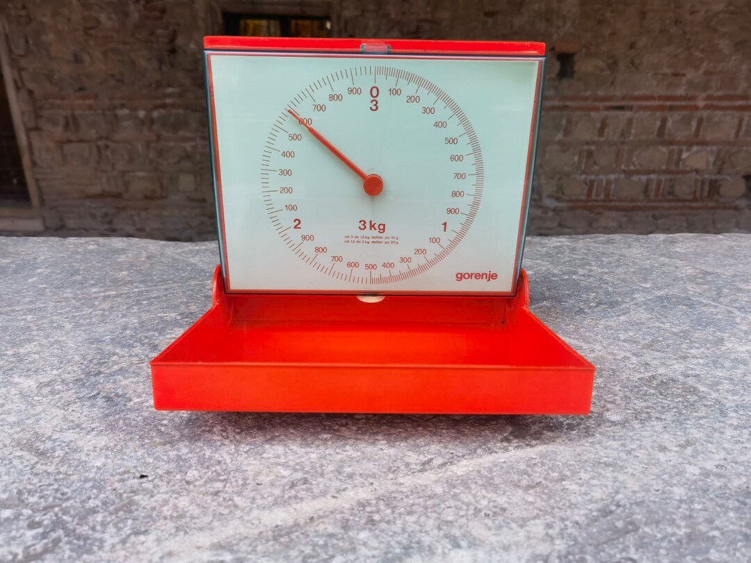 Orange Kitchen Scale, Vintage 1970's Wall Hanging Kitchen Scale
