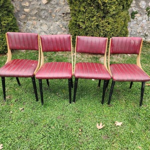 Gondola chairs, vintage 1970s faux leather chairs, French style gondola chairs