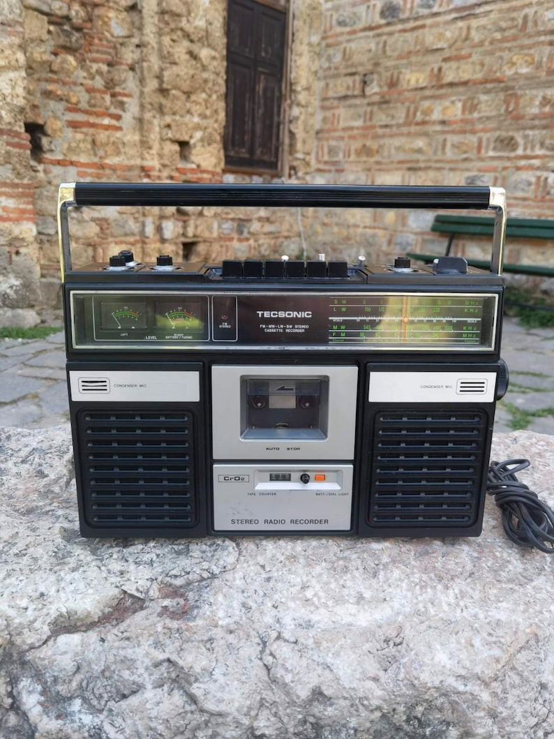 Tecsonic TCR-6500S boombox, vintage portable 4 band stereo cassette recorder image 1