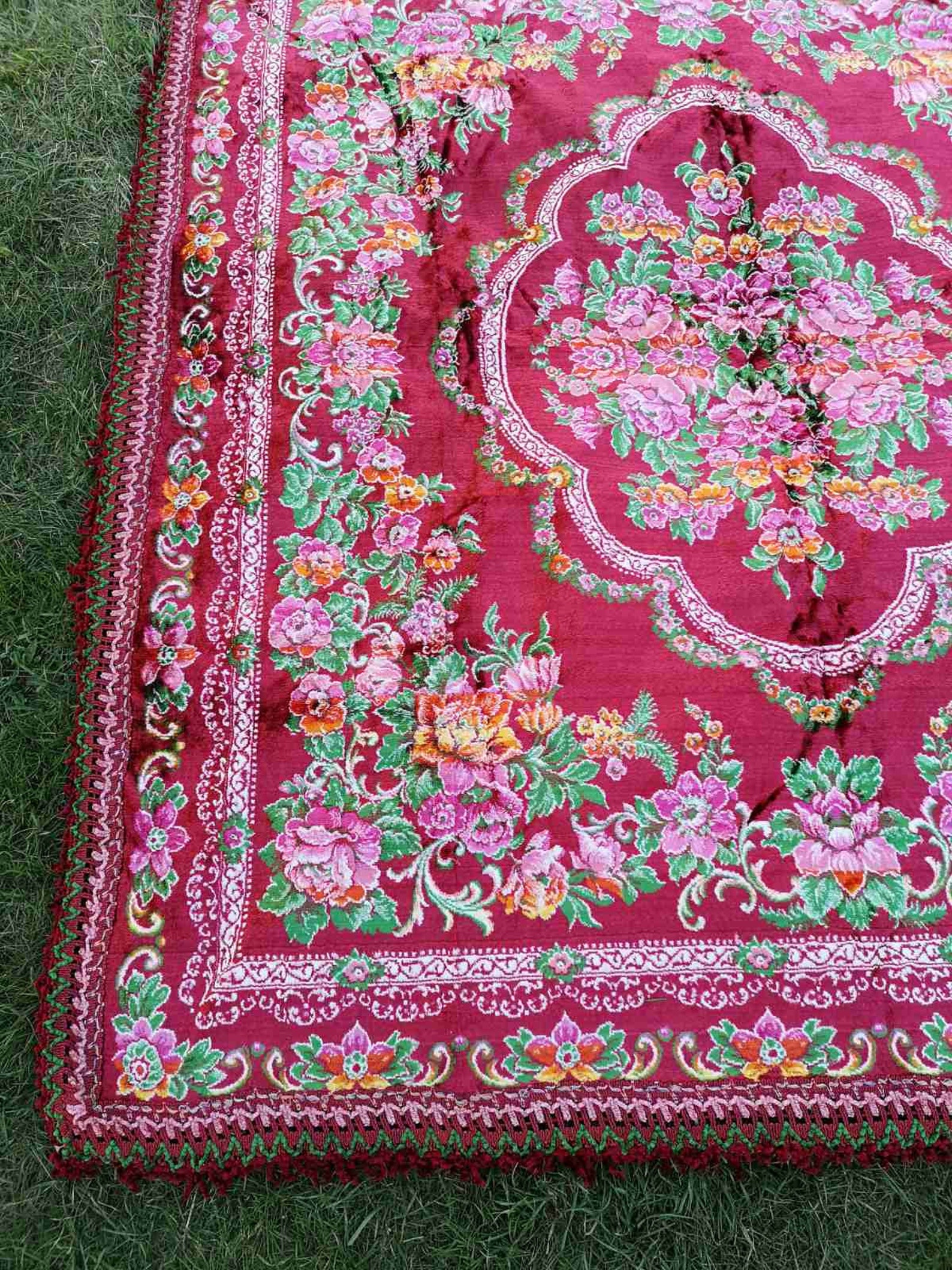 Vintage larege Italian velvet bedspread floral Italian bed Etsy