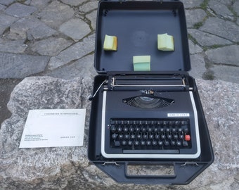 Omega Lux Cyrillic Macedonian alphabet, vintage portable manual typewriter with a case