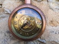 Vintage wall hanging clock, copper retro clock, Kienzle W627C German wall clock product logo