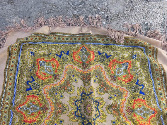 Boho abstract pattern multi-color scarf, retro fo… - image 4