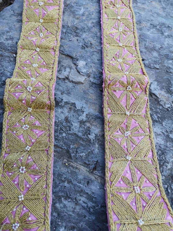 Two hand embroidered belts, gold thread embroider… - image 4