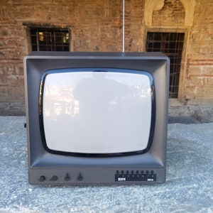 Iskra 5331 black and white screen vintage TV, retro CRT television in a box, never used