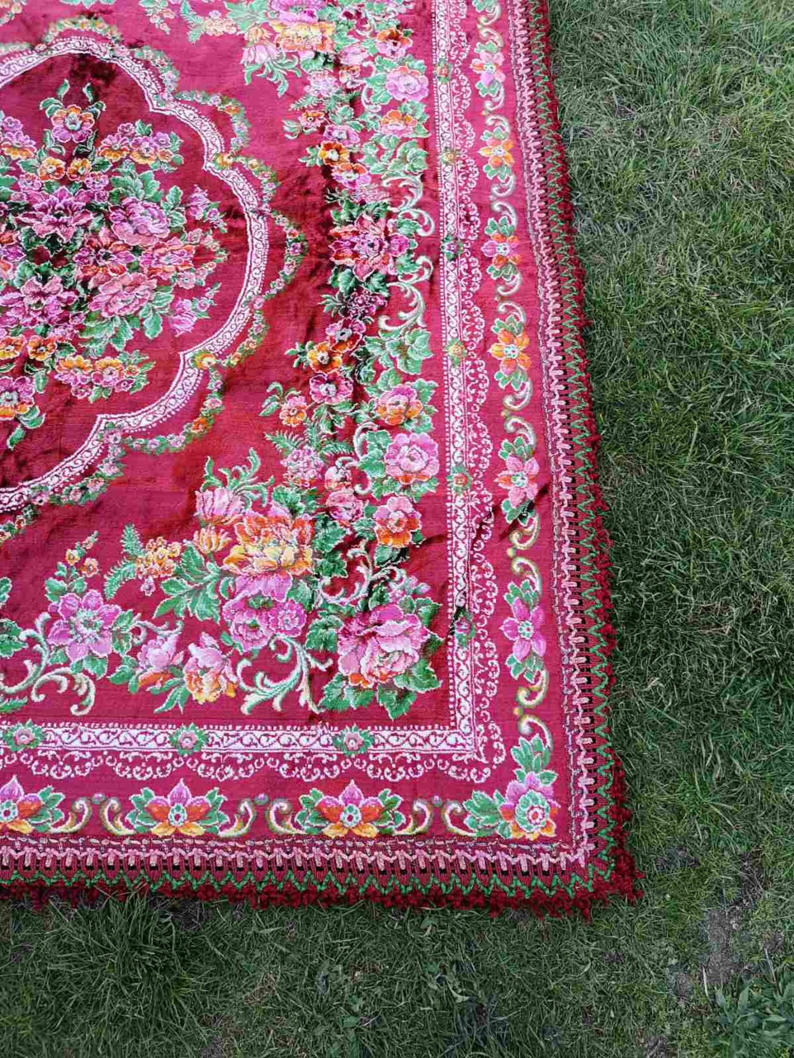 Vintage larege Italian velvet bedspread floral Italian bed Etsy