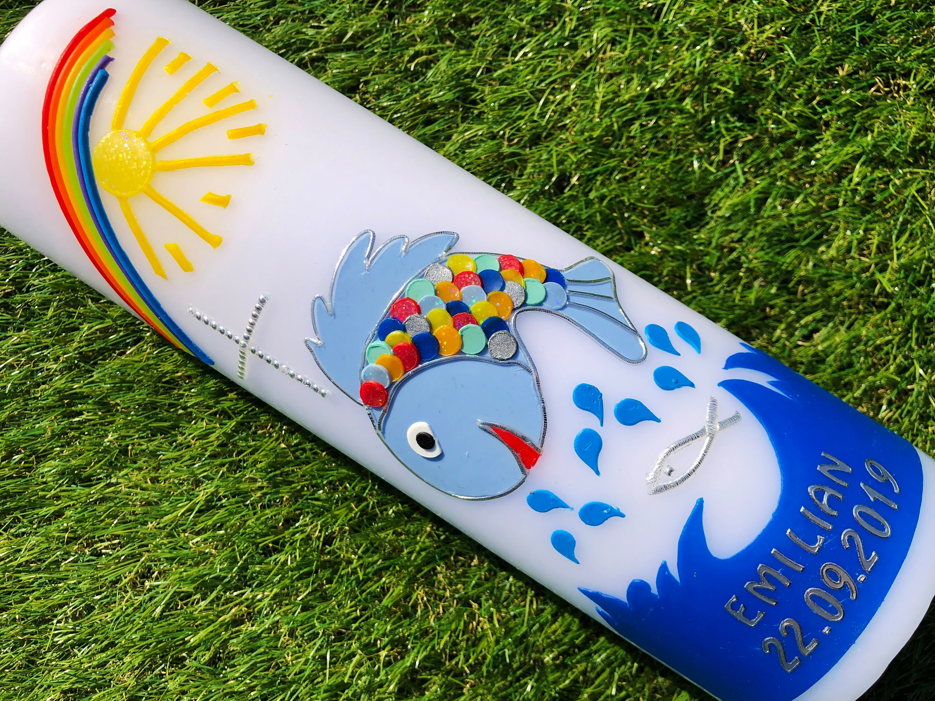 Christening Candle Fish With Scale Christening Candle Young Etsy