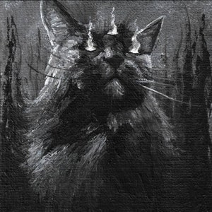 Pet portrait/pet gift/ pet commission/cat/dog painting on 17cmx12cm stretched canvas choose: normal painting or dark/horror art Dark art version