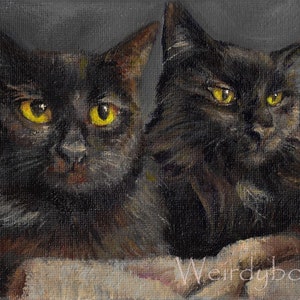 Pet portrait/pet gift/ pet commission/cat/dog painting on 17cmx12cm stretched canvas choose: normal painting or dark/horror art image 5