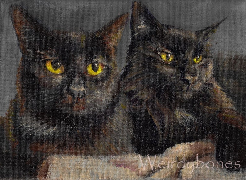 Pet portrait/pet gift/ pet commission/cat/dog painting on 17cmx12cm stretched canvas choose: normal painting or dark/horror art image 5