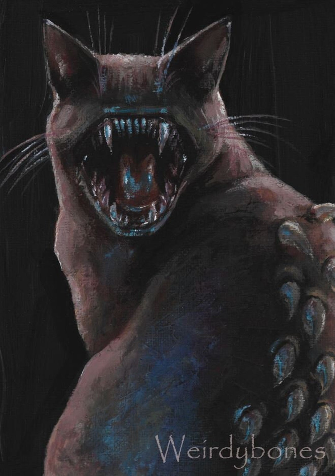 Creepy Cat From Hell Horror/dark/gothic Cat/dark Art 