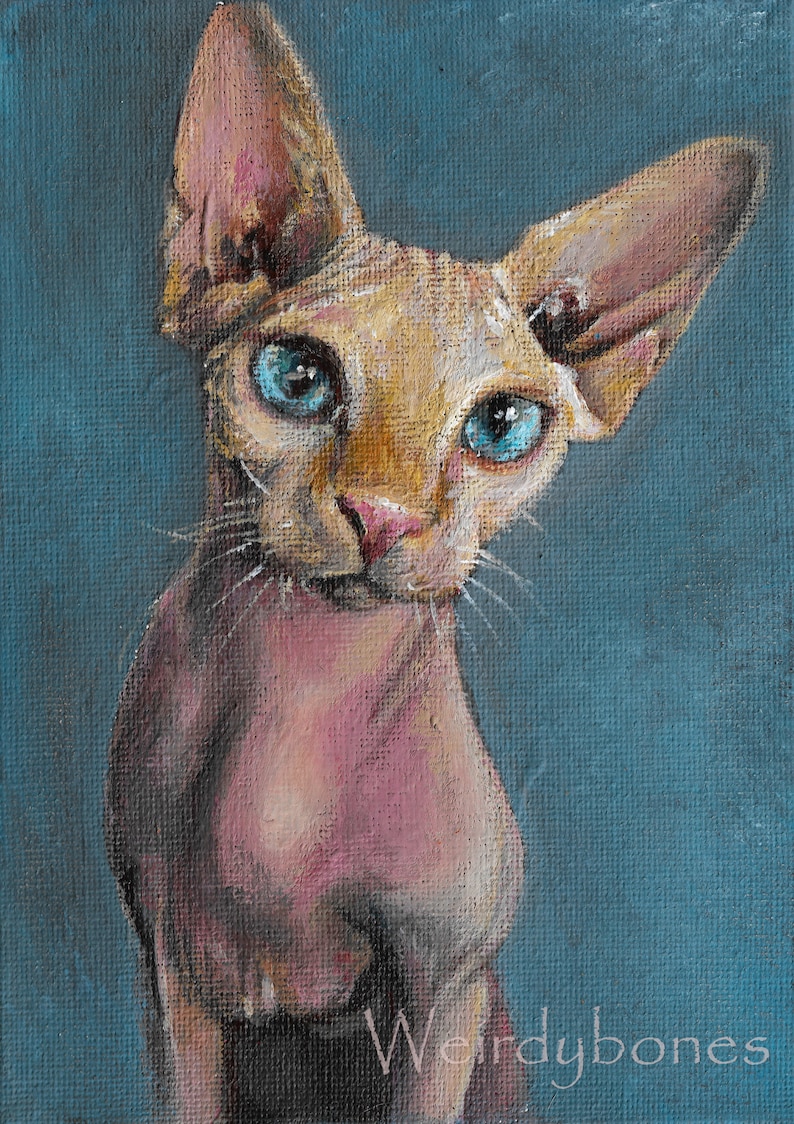 Pet portrait/pet gift/ pet commission/cat/dog painting on 17cmx12cm stretched canvas choose: normal painting or dark/horror art image 4