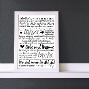 Print "MESSAGE for MY CHILD" Poster as a gift for the daughter or son for their 18th birthday, for moving out, for graduation or just because