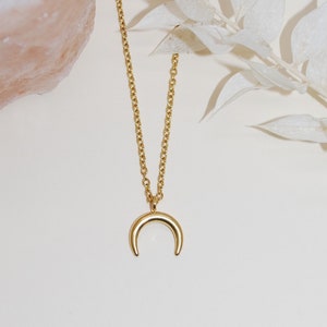 Tiny moon necklace in golden stainless steel for her