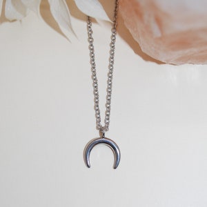 Tiny moon necklace in silver stainless steel for her