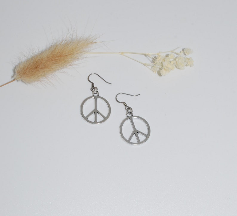 Stainless steel peace and love earrings for her