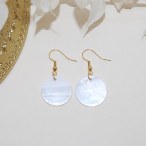 Mother of pearl and gold plated earrings for her image 3