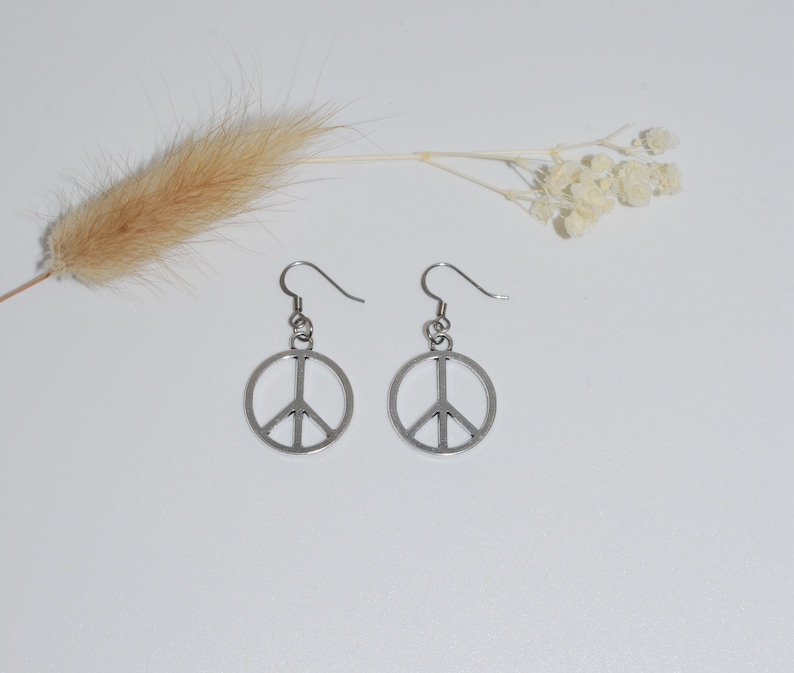 Stainless steel peace and love earrings for her